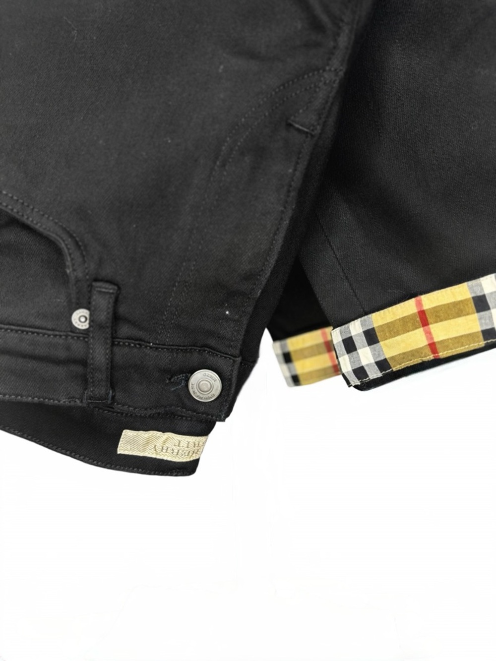 Burberry Brit Black Jeans w/ Nova Check Cuff – Slim Straight Designer Denim